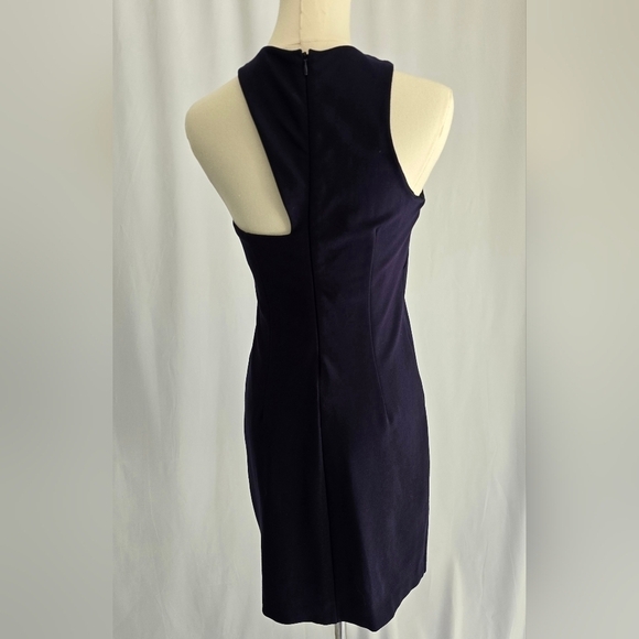 Halston Heritage Asymmetrical Neckline Purple Mini Sheath Dress Sz. S - Picture 4 of 10